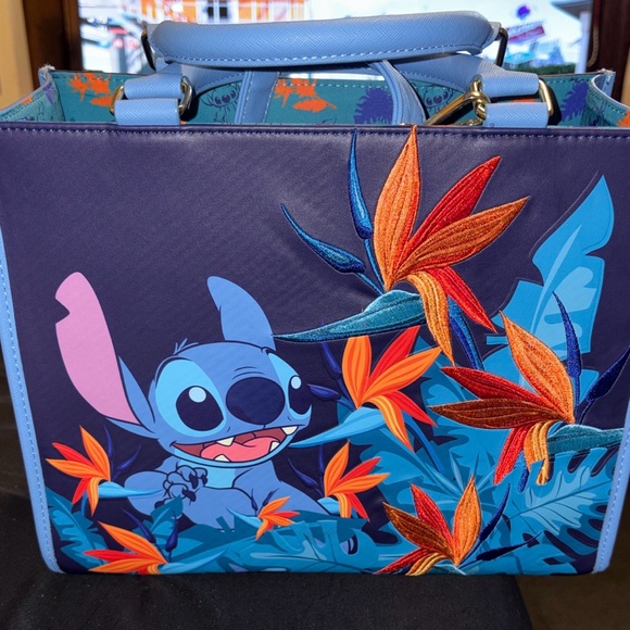 Stitch Embroidered Blue Tote Bag - Picture 11 of 13